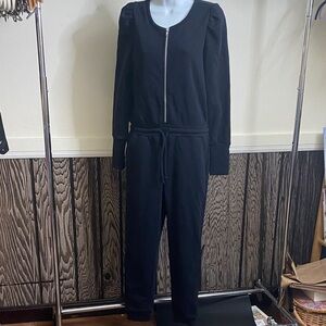 Anthropologie Black Zip-Front Jumpsuit